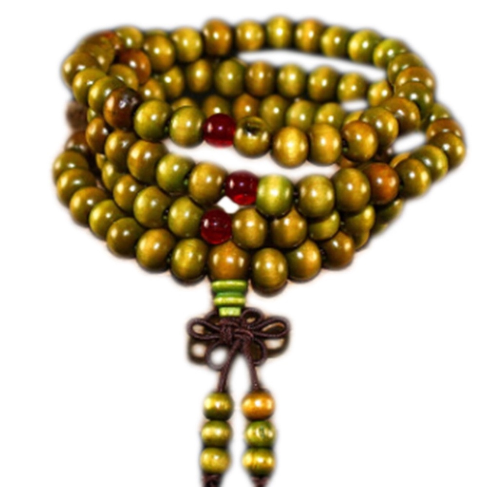 Green Sandalwood Mala Prayer Beaded Wrap Bracelet